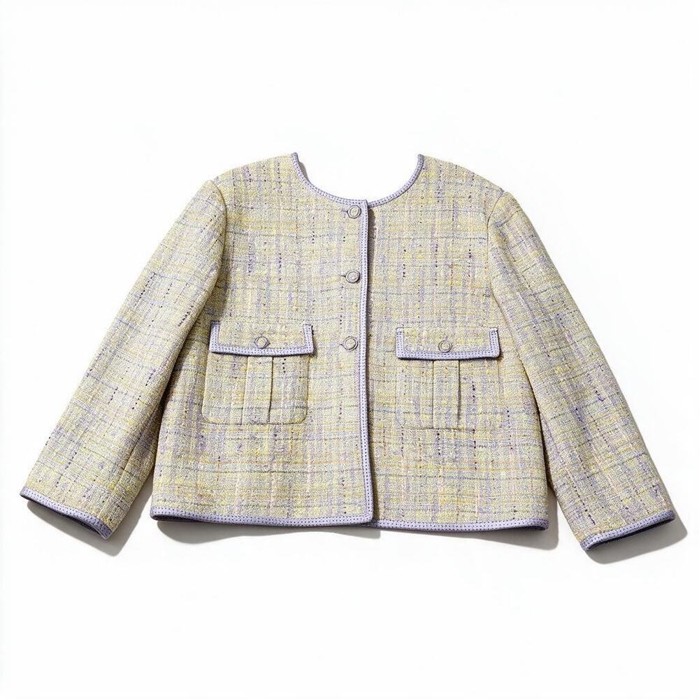 NEW St. John 18 Textured Metallic Slub Tweed Jacket Blazer Career Preppy Classic